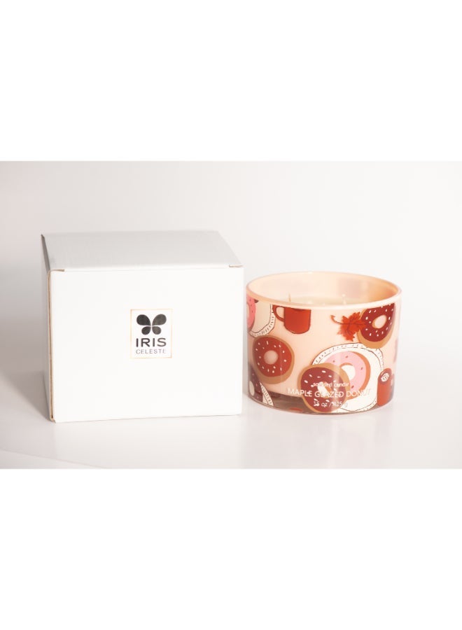 IRIS CELESTE Maple Glazed Donut Jar Candle 425grams - 3 wick Scented candle 15oz  | 50 hrs burn-time | Perfect for Gifting, Home Décor, Parties & Room Perfuming | Ideal for Living room and Office Décor - Image 3